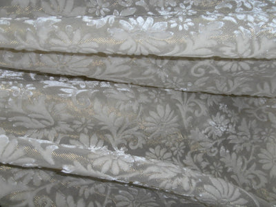 White x Gold Lurex Devore Burnout Velvet fabric ~ 44&quot; wide [5676]