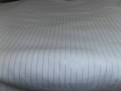 White cotton fabric with Silver color stripe lurex weave 44&quot; by the yard