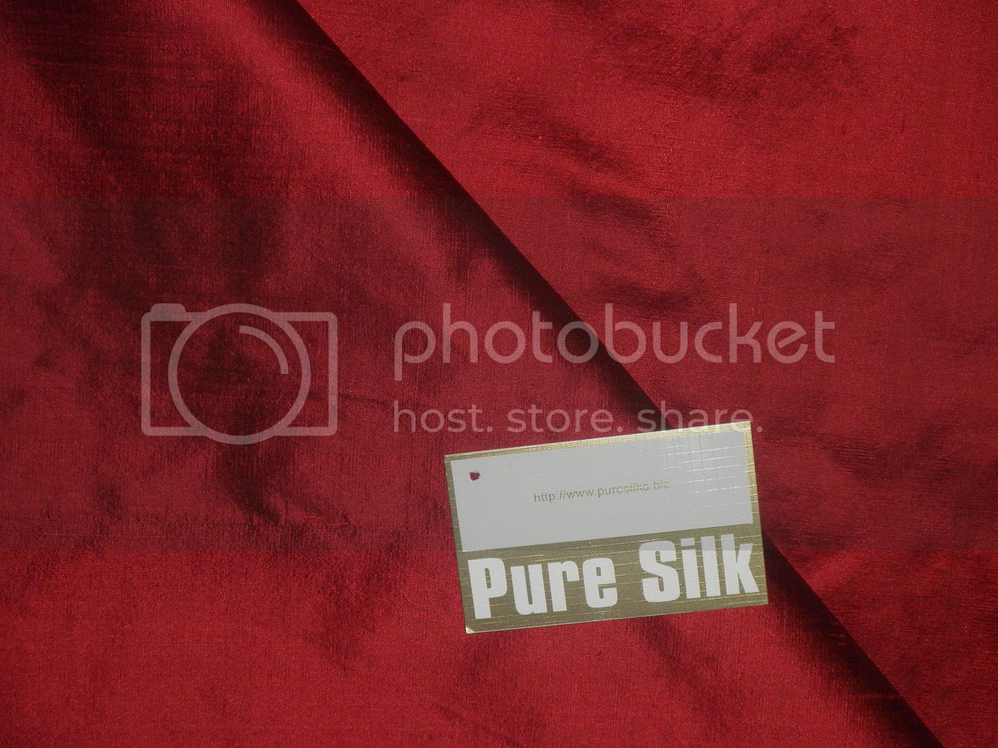 Pure SILK DUPIONI FABRIC Brick Red x Black colour