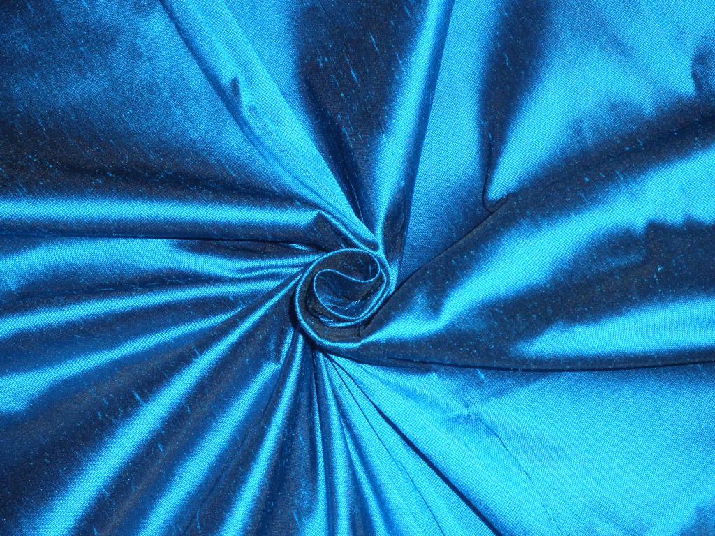 Pure SILK DUPIONI FABRIC Blue x Black color 54" wide DUP223[1]