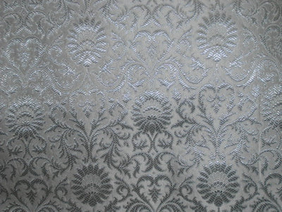 Spun Brocade fabric white w/silver motifs 44" wide BRO329[5]