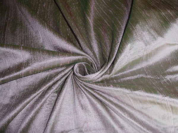 100% PURE SILK DUPIONI FABRIC GREEN X PINK colour 54&quot; wide WITH SLUBS