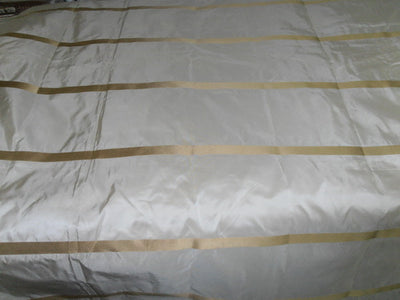 SILK TAFFETA FABRIC CHAMPAGNE WITH GOLD SATIN STRIPES TAFS124 54&quot; wide