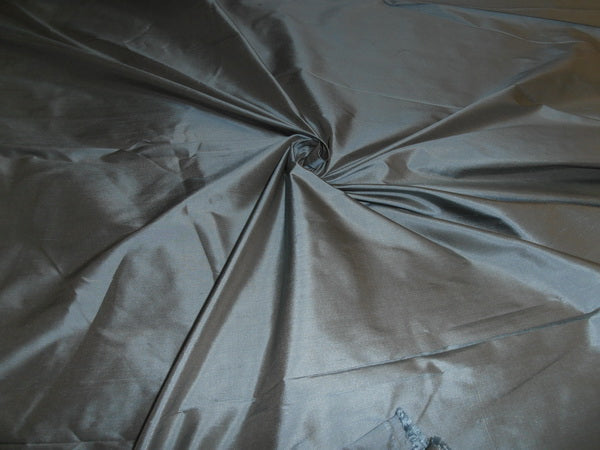 Pure Silk Dupioni dusty blue x beige Fabric ~ 108" wide DUP173[2]