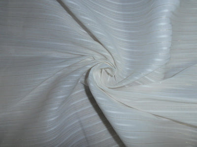 superfine white cotton dobby/ jacquard fabric 58&quot; wide - gold mettalic stripe