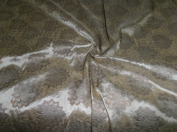 Silk Brocade Fabric beige / dark beige 44&quot;*