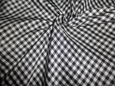 Silk taffeta black / white plaids 54&quot; wide TAF#C1[6]