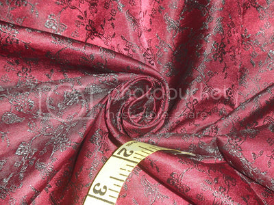 Spun Brocade Fabric Black & Wine 44&quot; wide