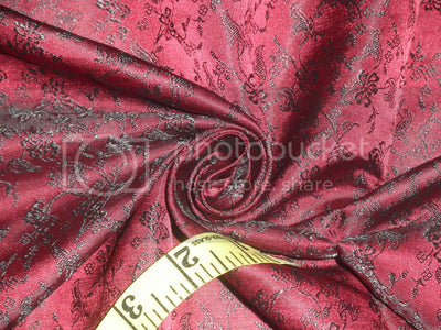 Spun Brocade Fabric Black & Wine 44&quot; wide
