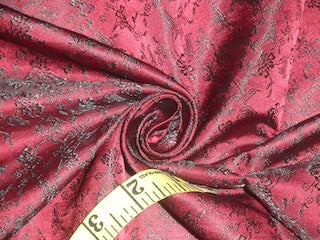 Spun Brocade Fabric Black & Wine 44&quot; wide