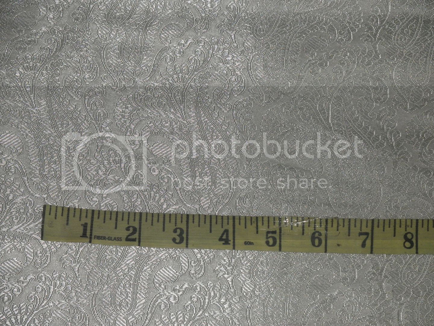 Heavy Silk Brocade Fabric Ivory &amp; Metallic Silver color 44" wide BRO200[4]