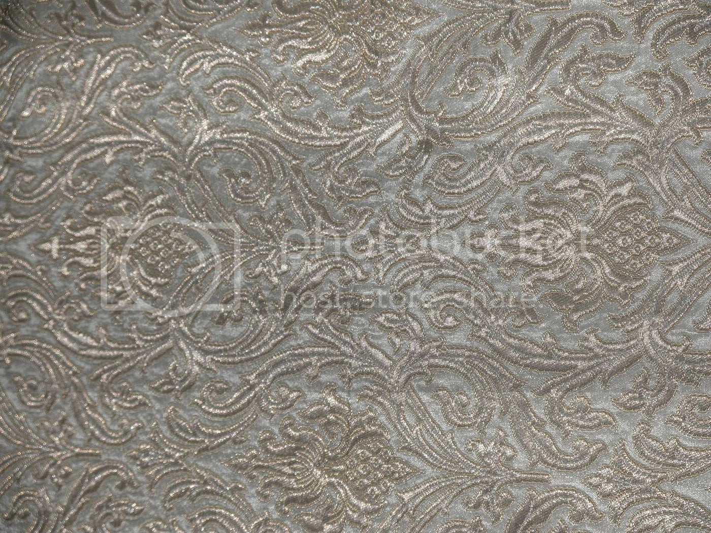 Pure Silk Brocade Ivory &amp; Metallic Silver Colour 44" wide BRO305[2]