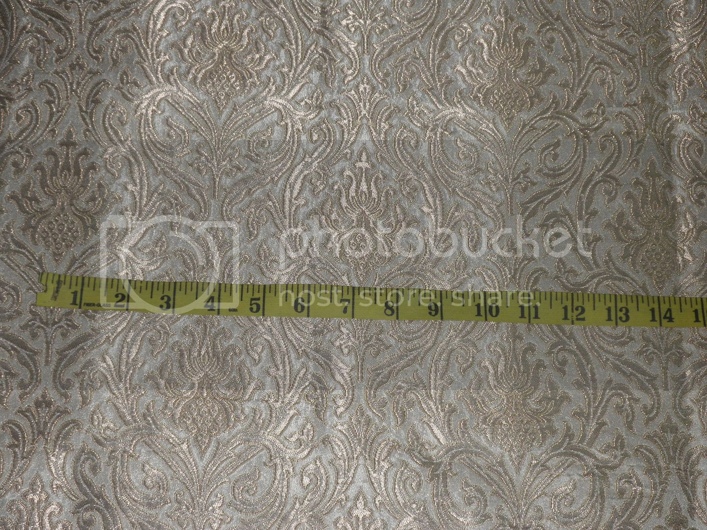 Pure Silk Brocade Ivory &amp; Metallic Silver Colour 44" wide BRO305[2]