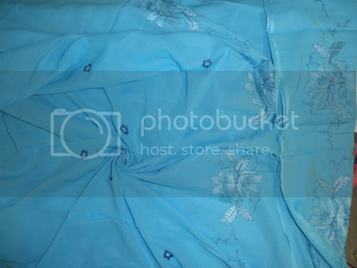 Turquoise Blue colour voile fabric with embroidery 58&quot; wide