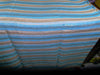 100% Linen White X Blue and Gold stripe Fabric 58" wide [8056]
