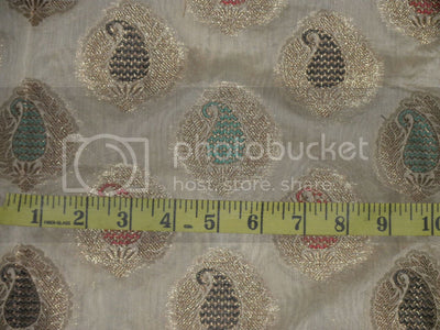 spun Broacde Fabric Cream & Metallic Gold colour 44" wide BRO205[1]