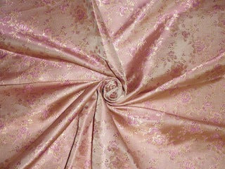 SILK BROCADE FABRIC Pink &amp; Light Gold 44" wide BRO140[2]