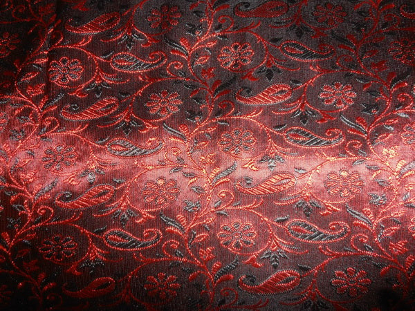 Spun Silk Brocade fabric red x black Color 44" wide BRO259[1]