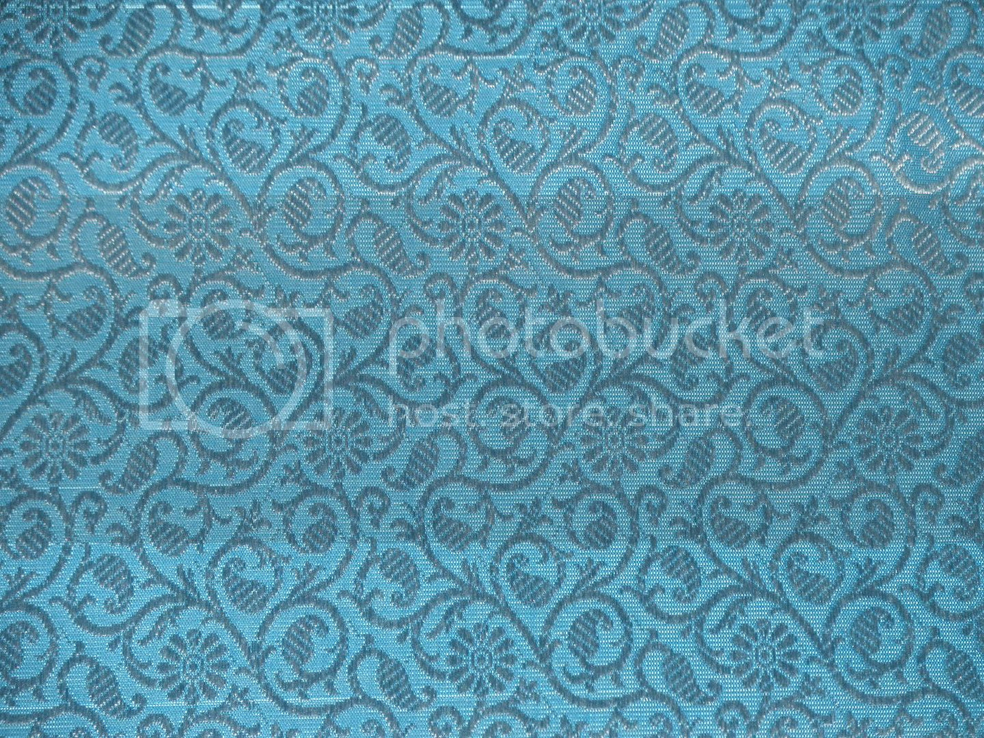 Spun Silk Brocade fabric Blue &amp; Ivory Color 44" wide BRO221[2]
