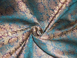 Silk Brocade fabric Green,Purple & Metallic Gold Color 44" wide BRO221[4]