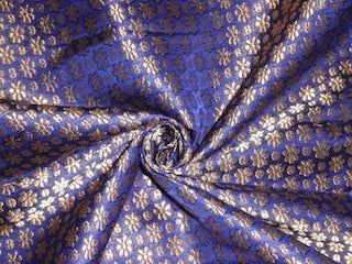 Silk Brocade fabric Blue & Metallic Gold Color 44" wide BRO221[6]