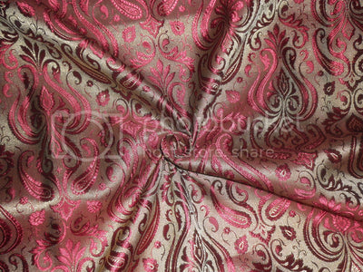 Spun Brocade Fabric Metallic Gold & Deep Red color 44" wide BRO228[5]