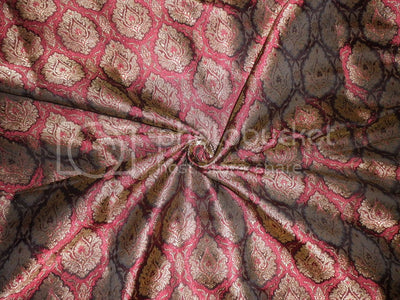 Pure Silk Brocade fabric Deep Red,Black & Metallic Gold 44" wide BRO229[3] available for bulk preorder