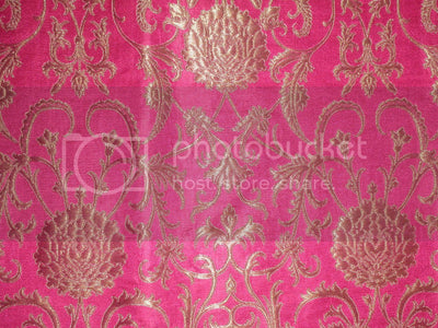 Brocade fabric Pink &amp; Metallic Gold color 44" wide BRO229[1] available for bulk preorder