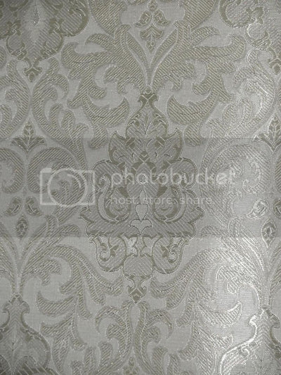 Pure Heavy Silk Brocade Fabric Metallic & Ivory Cream color 44" wide BRO231[1]