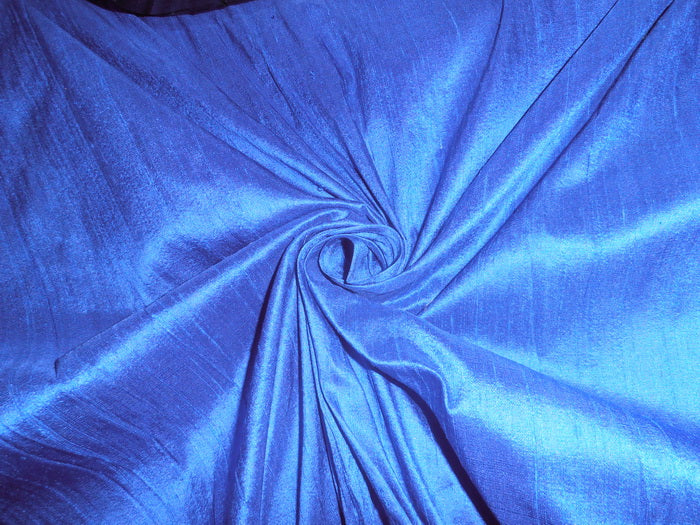 100% Pure Silk Dupion Fabric Bright Blue colour 54&quot; wide with Slubs MM7[4]bb
