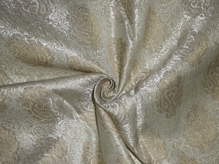 Silk Brocade fabric Metallic Gold & Cream Color 44" wide BRO232[4]