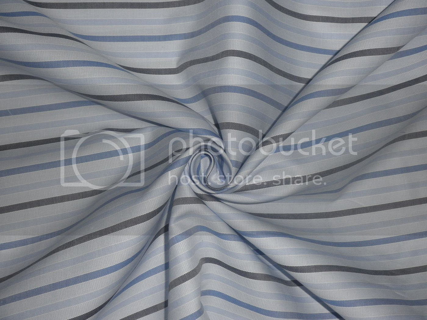 COTTON SHIRTING FABRIC-TWILL WITH SHADES OF BLUE &amp; IVORY STRIPES