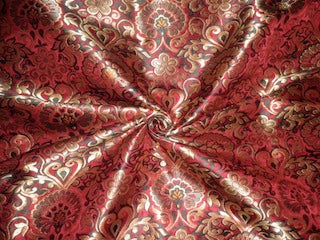 Heavy Brocade Fabric Red,Green & Metallic Gold color 44" wide BRO235[6]