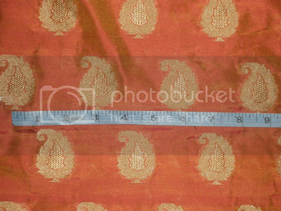 Mary Ann silk fabric with jacquard~Iridescent Orange