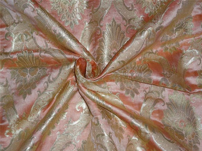 silk brocade fabric PEACHY rose and metalic gold 36" wide BRO542[1]