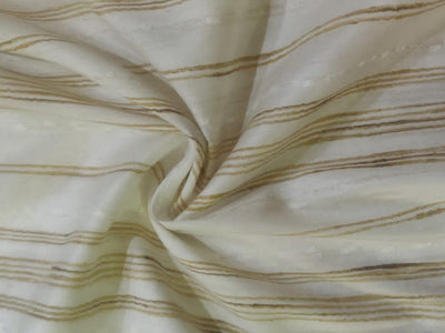 Art Tussar Silk x Gicha Ivory with Gold Stripes 44&quot; Wide [10945]