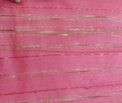 Art Tussar Silk x Gicha Coral with Gold Stripes 44&quot; Wide