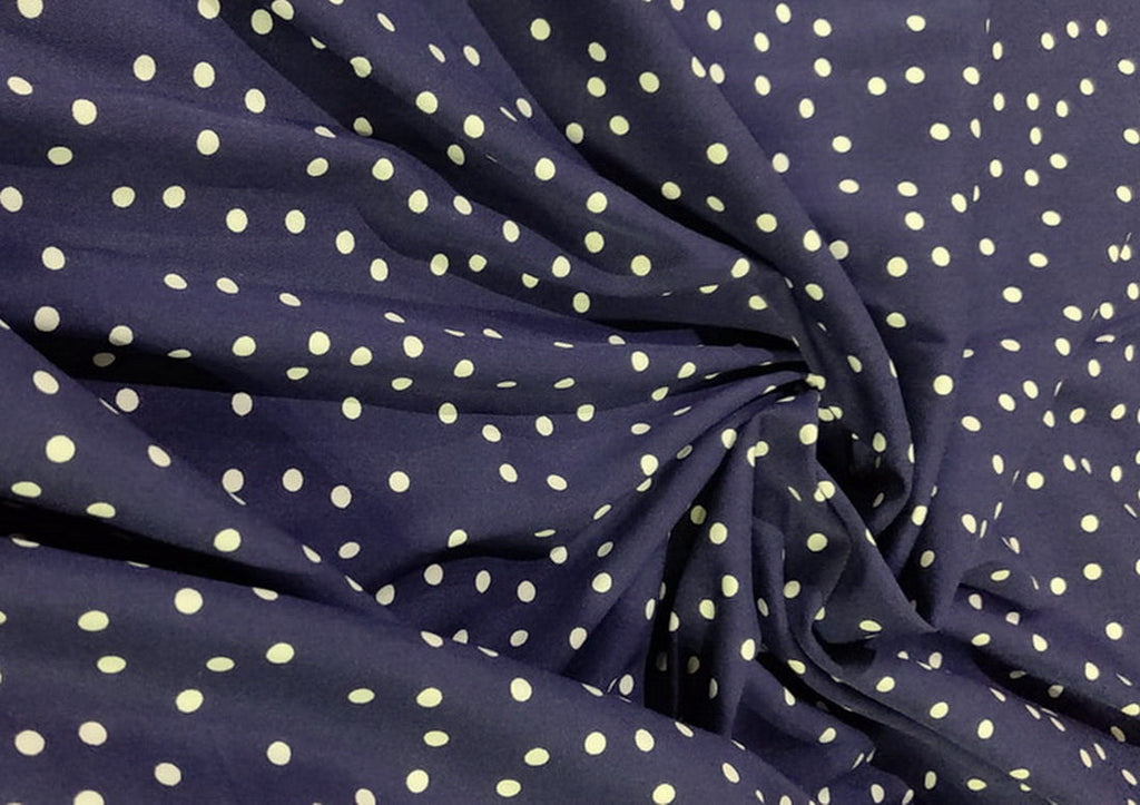 modal satin weave navy with ivory white dots fabric 58&quot; wide