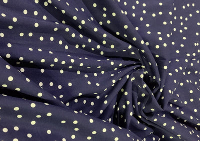 modal satin weave navy with ivory white dots fabric 58&quot; wide