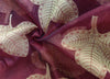 100% silk organza wine with leaf jacquard fabric 54&quot; by the yard