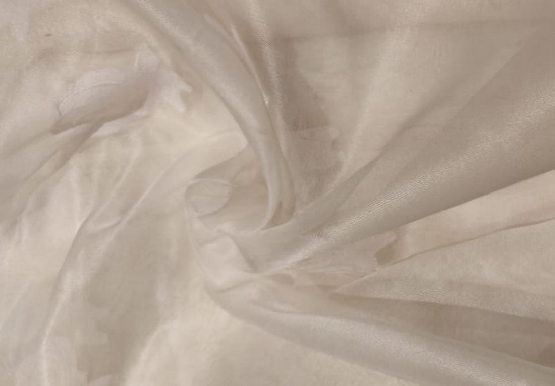 100% silk organza ivory with ivory jacquard 54&quot; by the yard