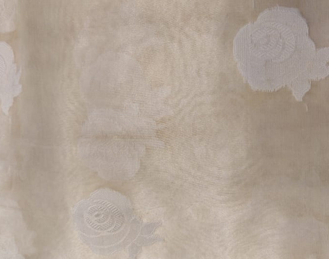 100% silk organza ivory with ivory jacquard 54&quot; by the yard