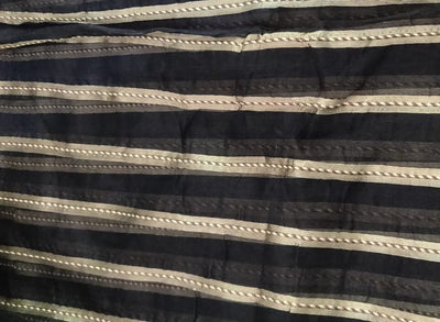 100% silk organza black and gold stripes 44" wide by the yard