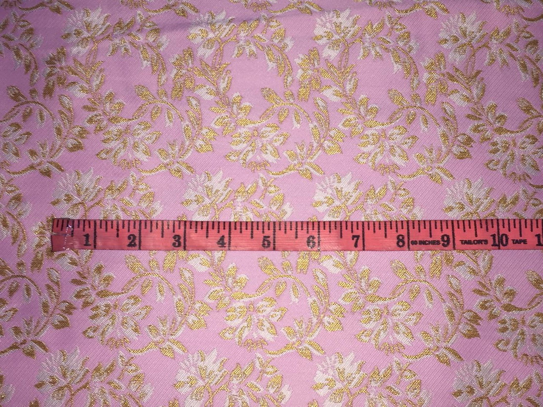 Silk Brocade fabric pink x metallic gold color 60" wide BRO779[3]