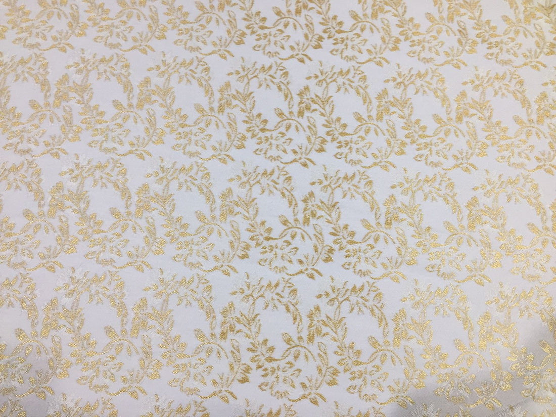 Silk Brocade fabric ivory x metallic gold color 60" wide BRO779B[1]