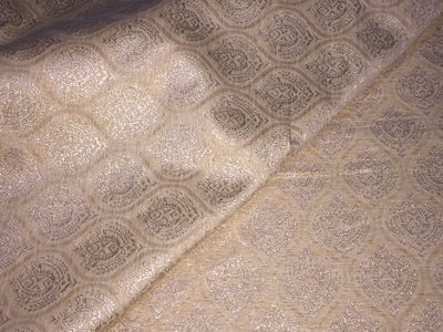 Silk Brocade fabric beige x metallic gold color 60" wide BRO780[1]