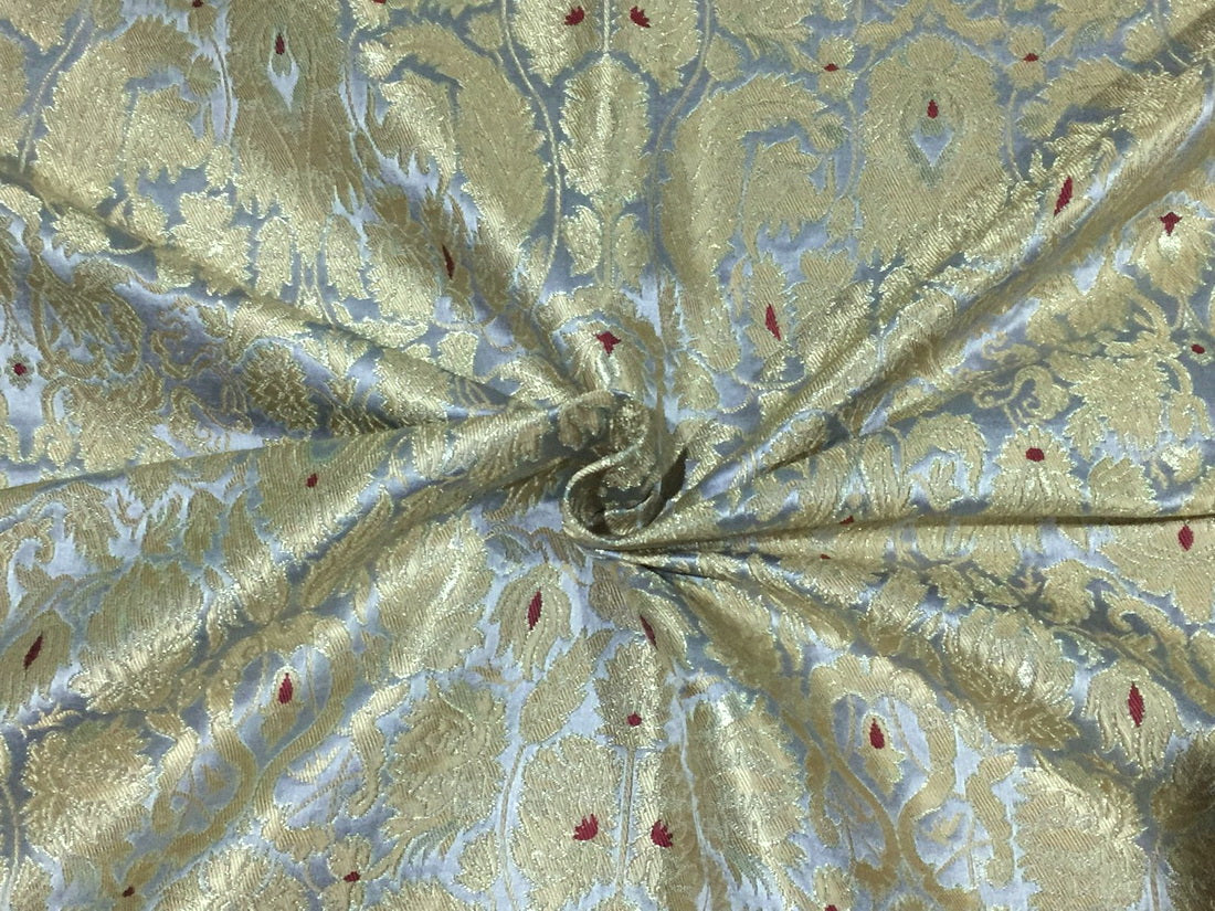Silk Brocade king khab [kings dream] silver grey x metallic gold color 36" wide BRO782[1]