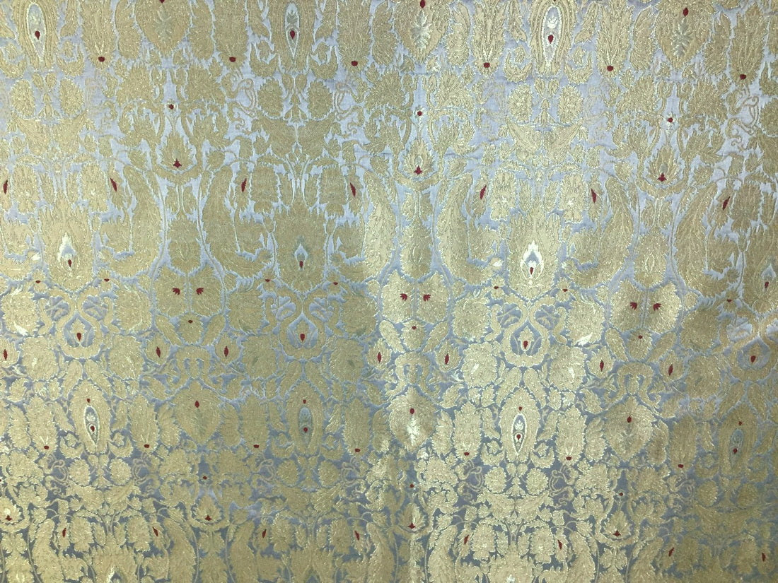 Silk Brocade king khab [kings dream] silver grey x metallic gold color 36" wide BRO782[1]