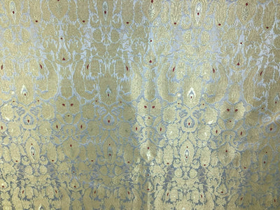 Silk Brocade king khab [kings dream] silver grey x metallic gold color 36" wide BRO782[1]