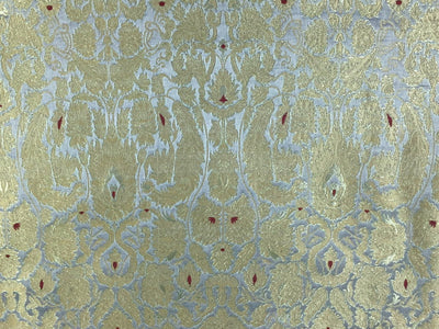Silk Brocade king khab [kings dream] silver grey x metallic gold color 36" wide BRO782[1]